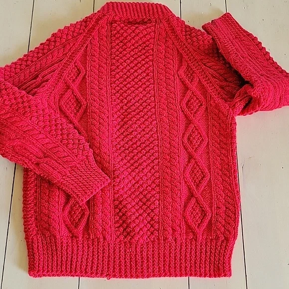 Vintage Monaghans Traditional Irish Handknit Cable Knit Sweater - Picture 4 of 6